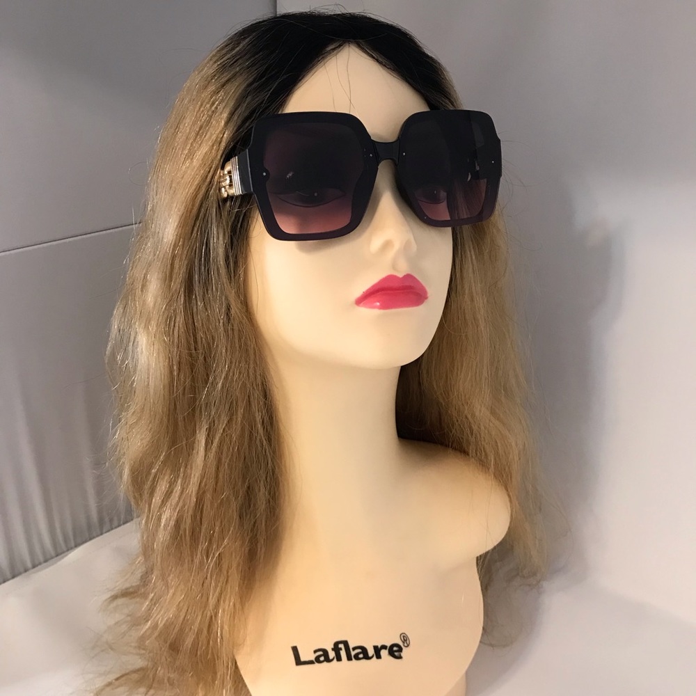 Womens Rectangle Black Sunglasses